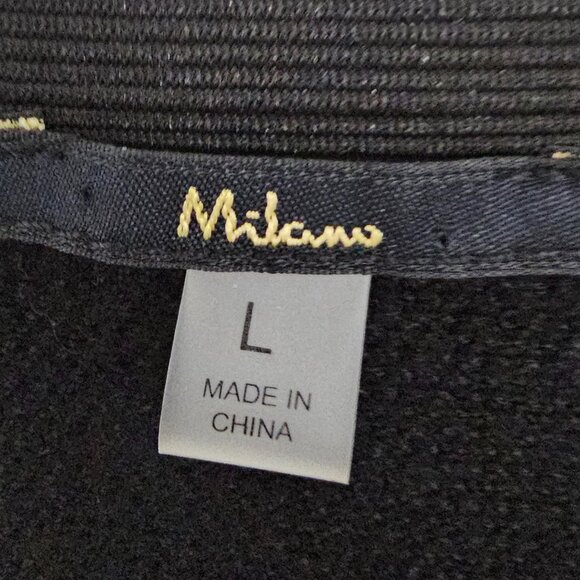 Milano Black Knit Pleated Skirt Midi Coquette Classic Money Office Formal L - Picture 8 of 10